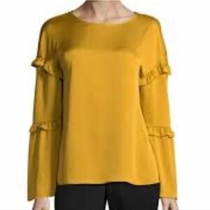 Gold Worthington Women's Blouse with Back Tie Size Medium